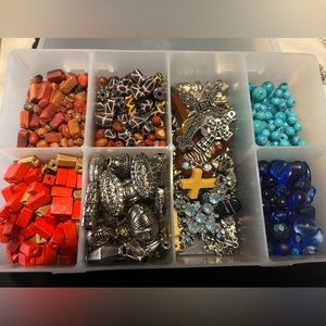 7 Compartment Organizer Filled with Beads